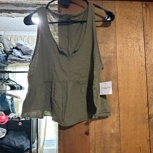 American Eagle Outfitters Olive Green Women's Peplum Crop Top